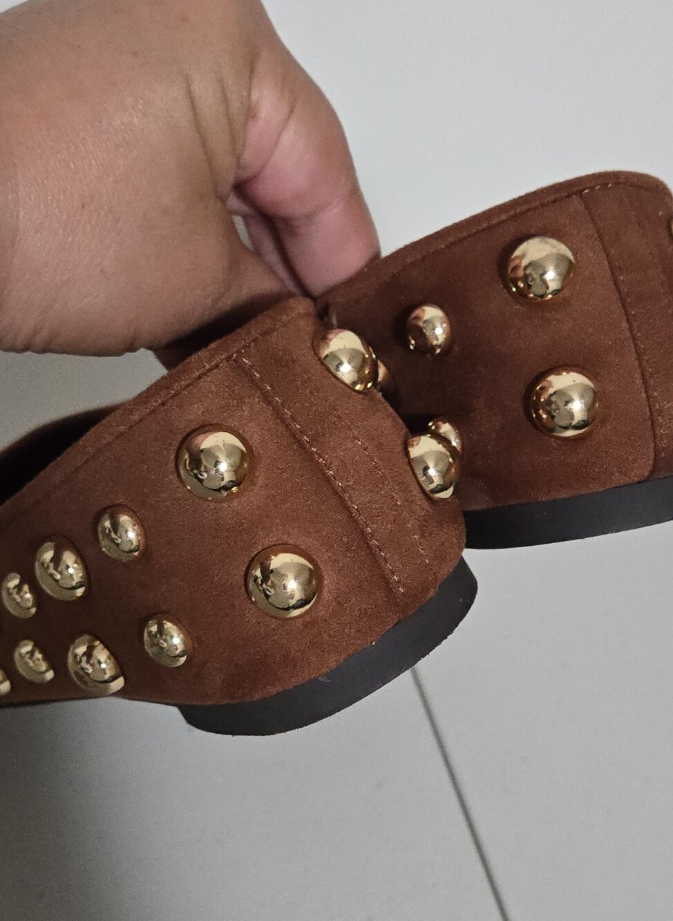 Abound Rust Brown Suede Ballet Flats with Gold Studs Size 9 - Picture 3 of 9